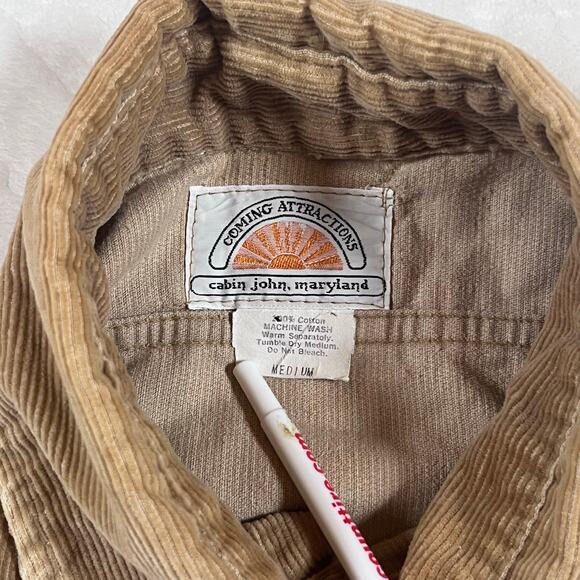 1970’s VTG Coming Attractions Corduroy Shirt Tan Men’s Sz MD - Picture 2 of 5